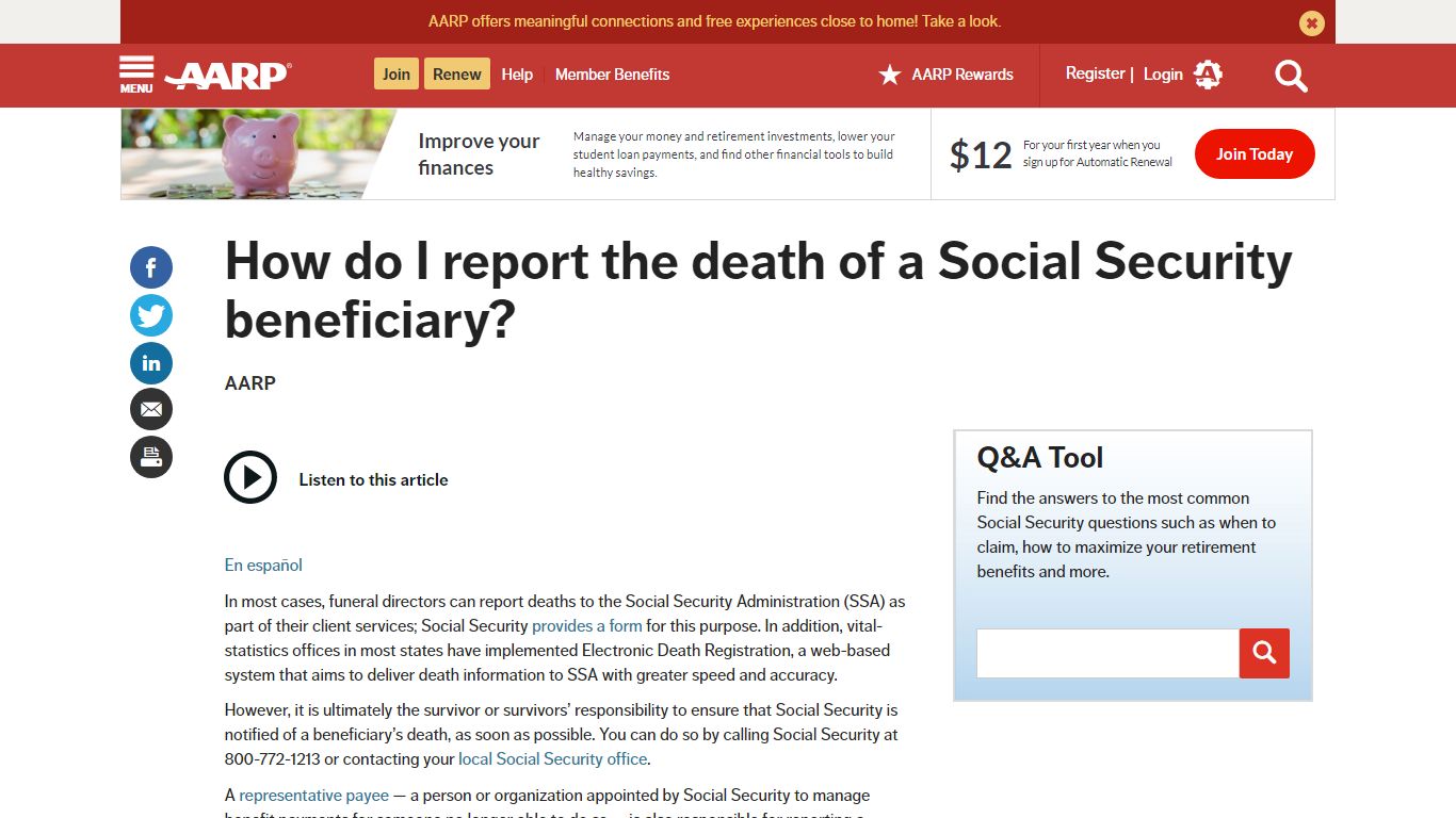 How To Report A Death To Social Security - AARP